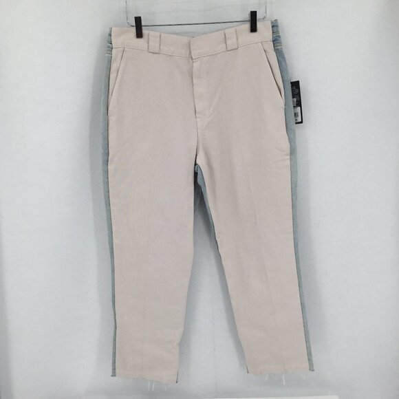 Hudson Hybrid jeans khaki Surf City pants colorblock raw hem cropped new 31 - Picture 2 of 6